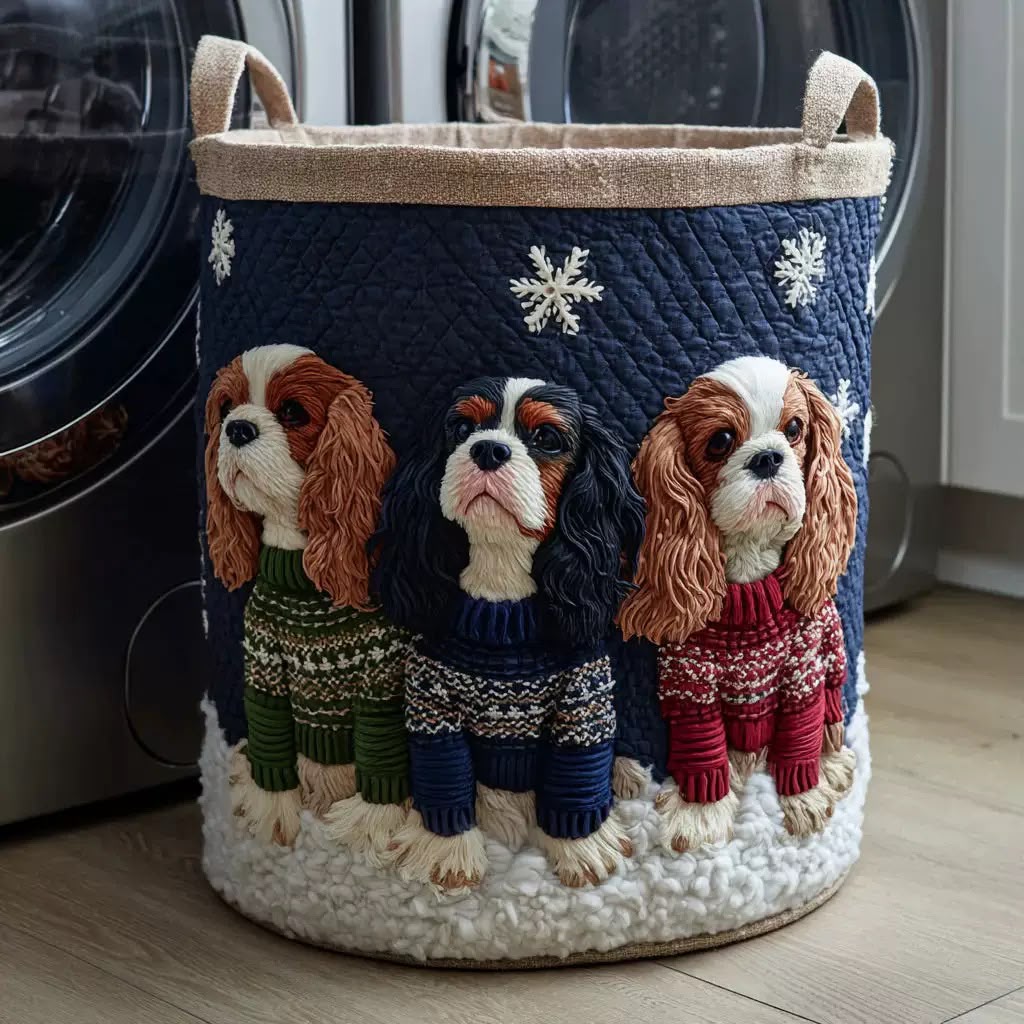 Winnie | Cozy Cavalier Winter Laundry Basket