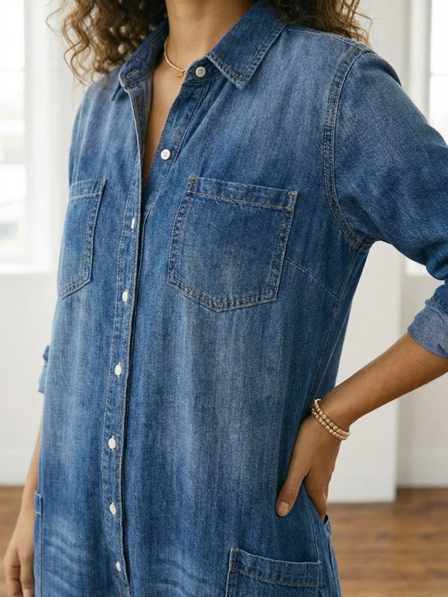 Diana™ | Vintage Denim Buttoned Jumpsuit