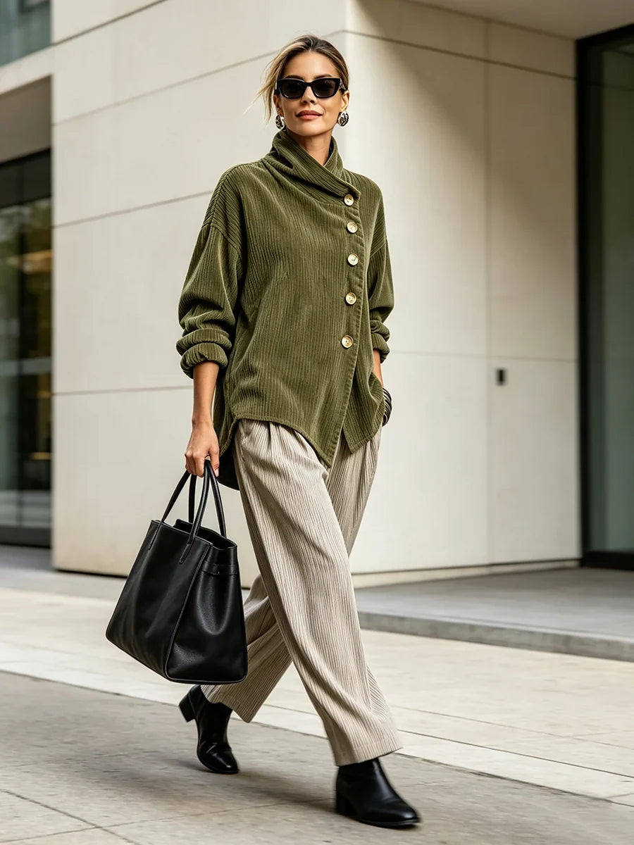 Cynthia™ | Corduroy Tunic with High Collar