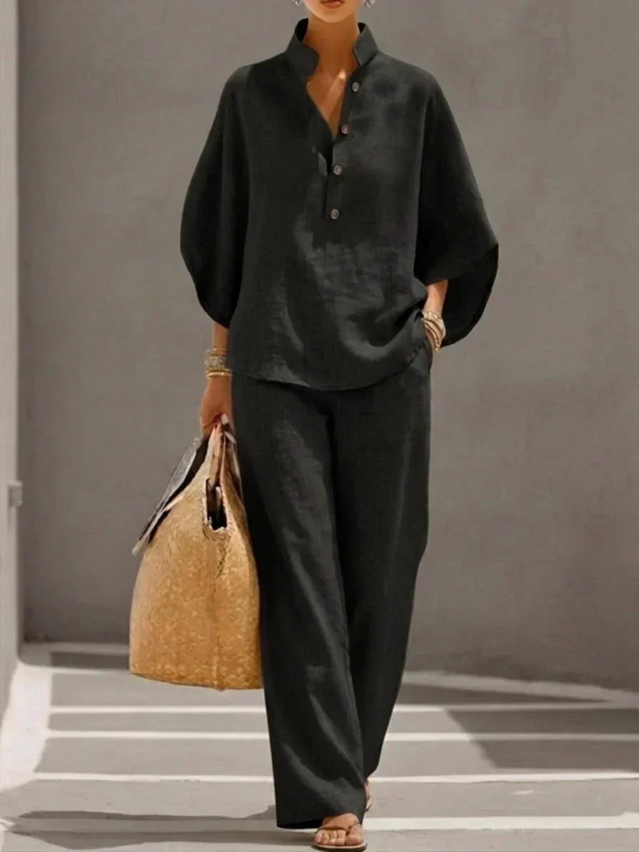 Charlotte | Linen Set with Batwing Sleeves
