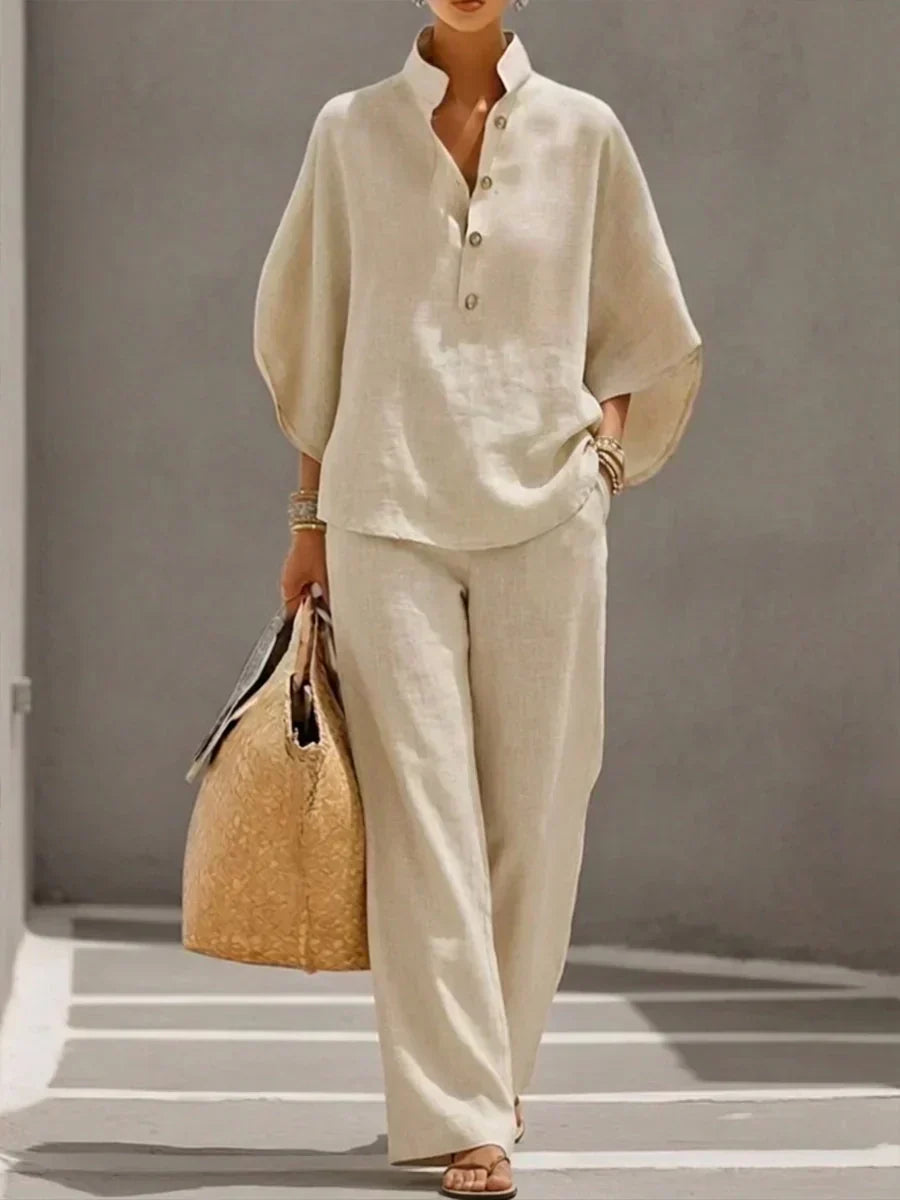 Charlotte | Linen Set with Batwing Sleeves