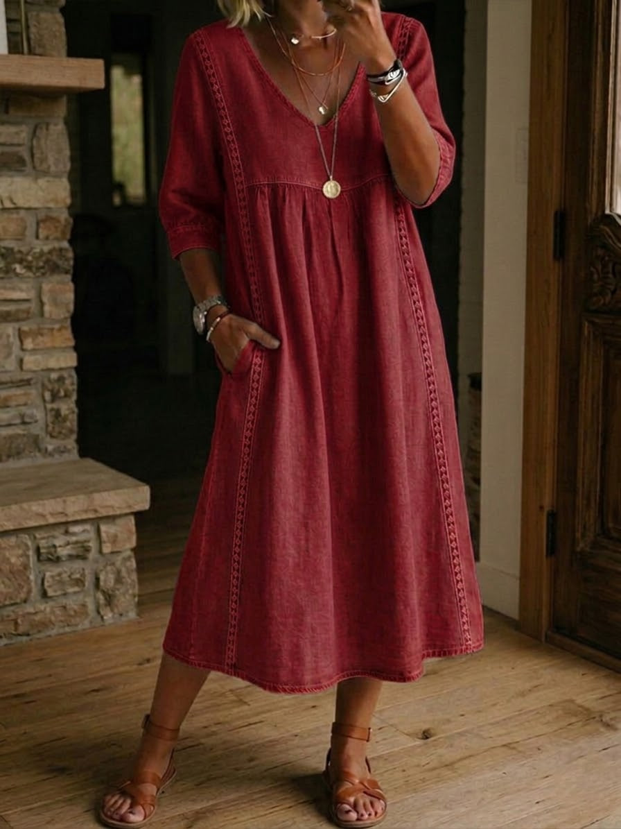 Alba | Maxi dress with artistic floral print and premium cotton