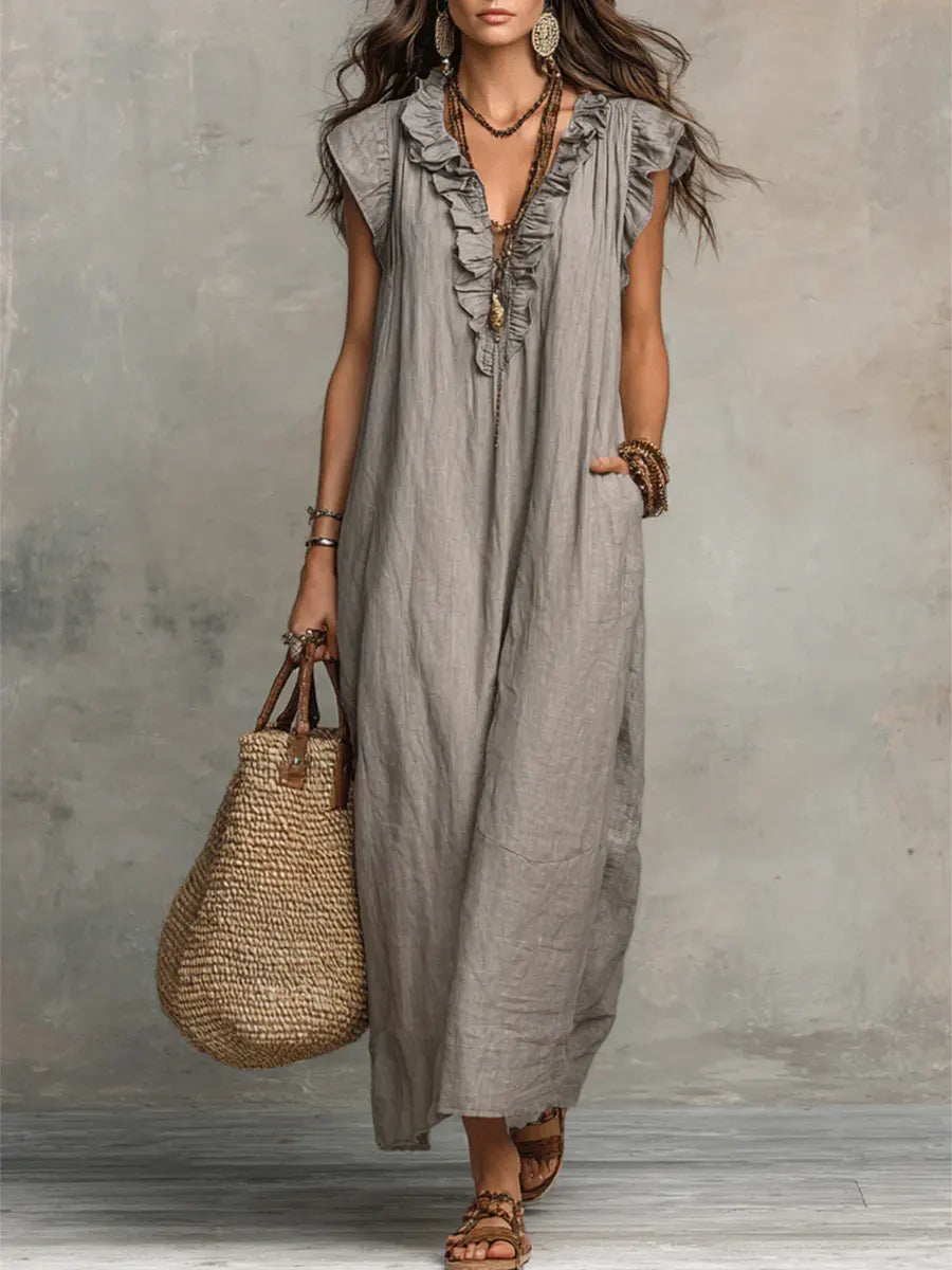 Stella™ | Elegant Tummy-Flattering Maxi Dress with V-Neck