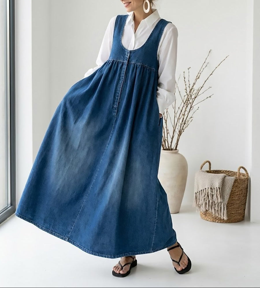 Karen™ | Vintage Wash Denim Maxi Dress