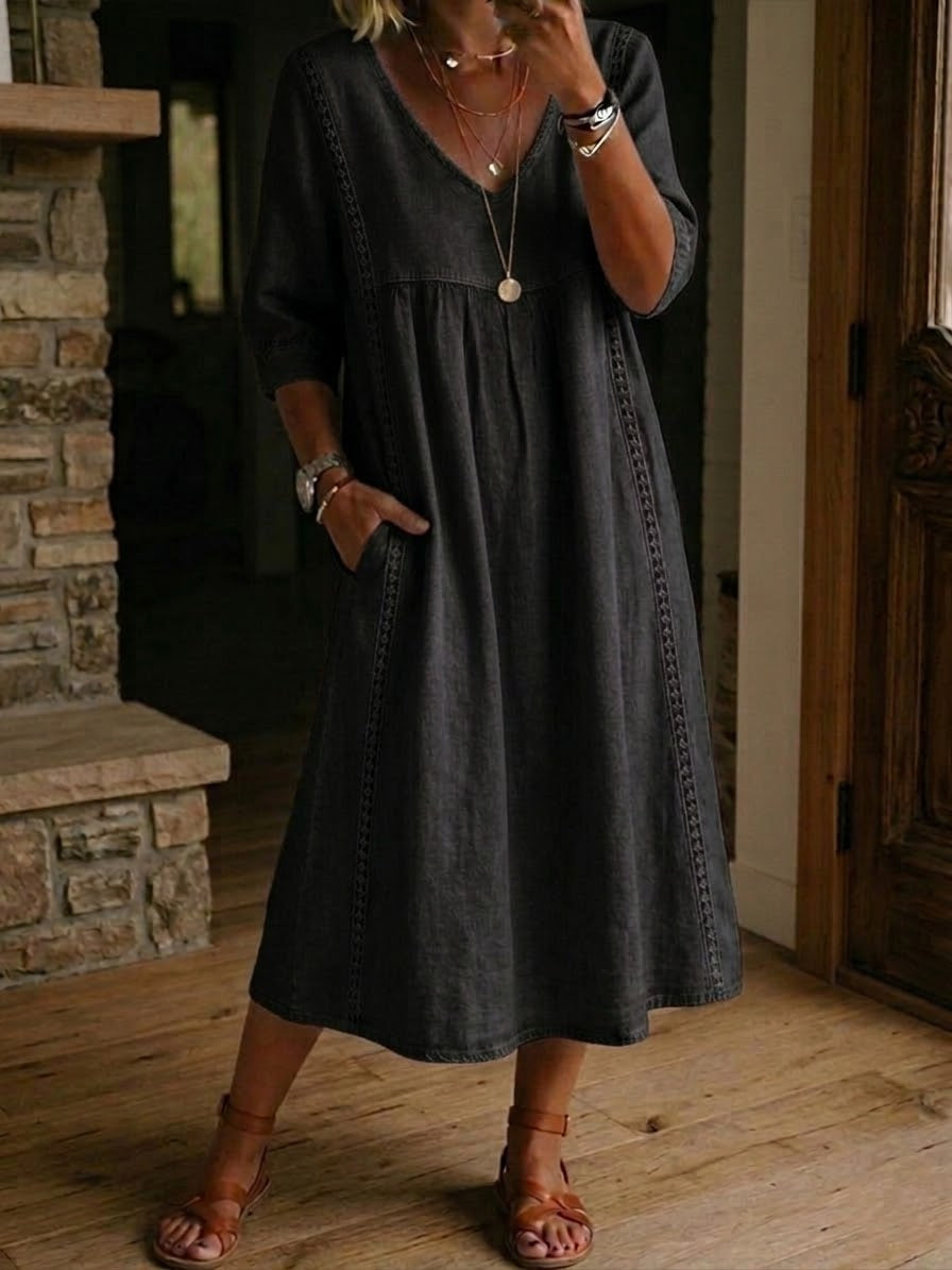 Alba | Maxi dress with artistic floral print and premium cotton