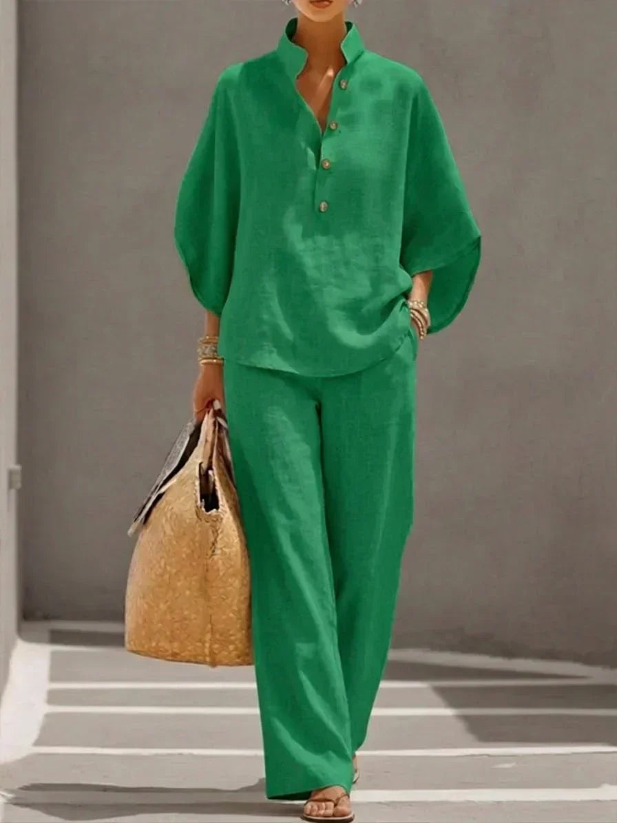 Charlotte | Linen Set with Batwing Sleeves