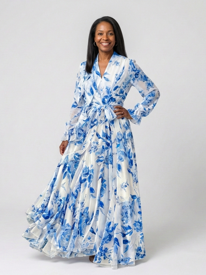 Lillian™ | Tummy-Flattering Floral Wrap Maxi Dress