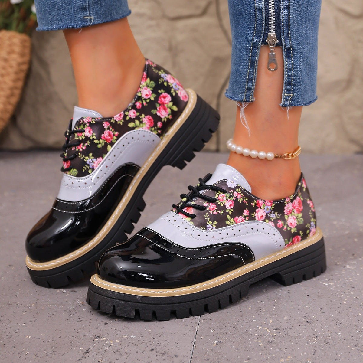 Karen™ | Orthopedic Oxford Shoes with Floral Print