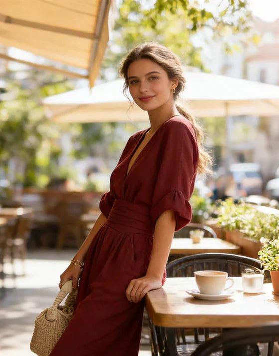 Daniela - Elegant V-neck Jumpsuit with Wide Leg