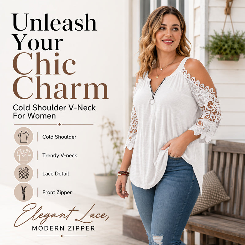 Brooklyn™ | Elegant Tummy-Flattering Lace Off-Shoulder Top with Zip