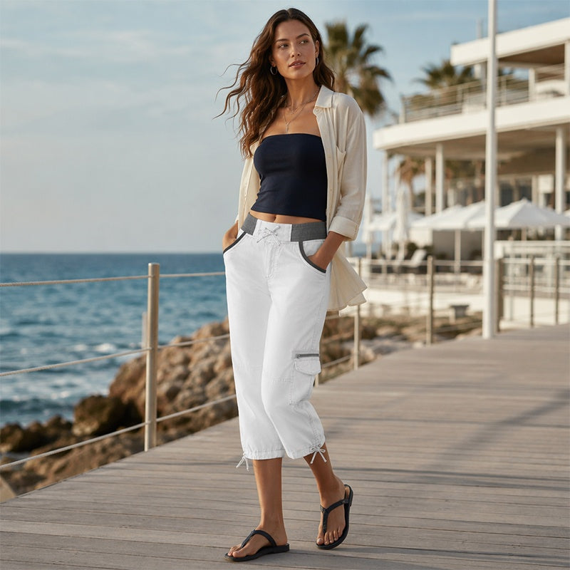 Lily™ | High-Waisted Tummy-Flattering Cargo Capri Pants