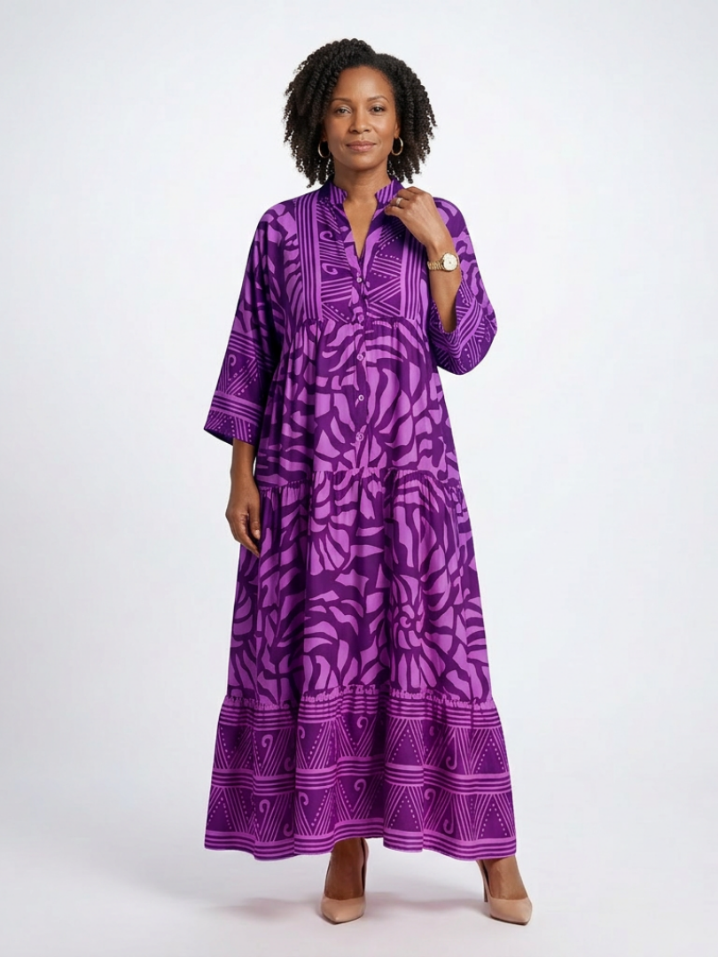 Marielle™ | Tummy-Flattering Button-Front Midi Dress