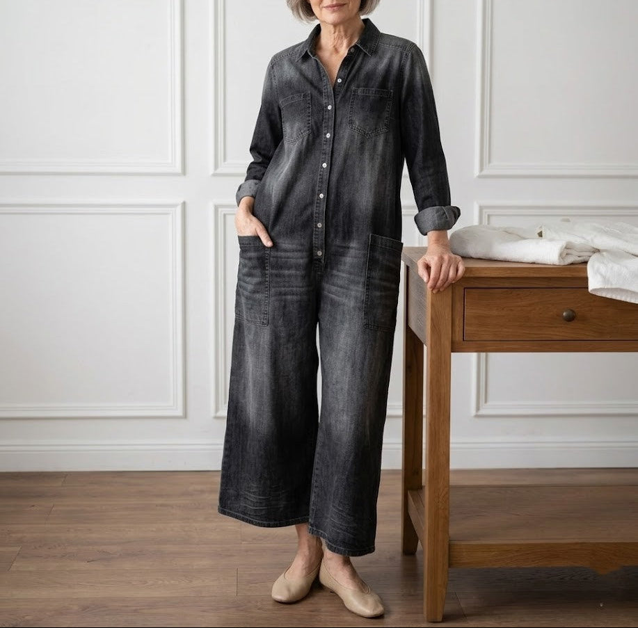 Diana™ | Vintage Denim Buttoned Jumpsuit