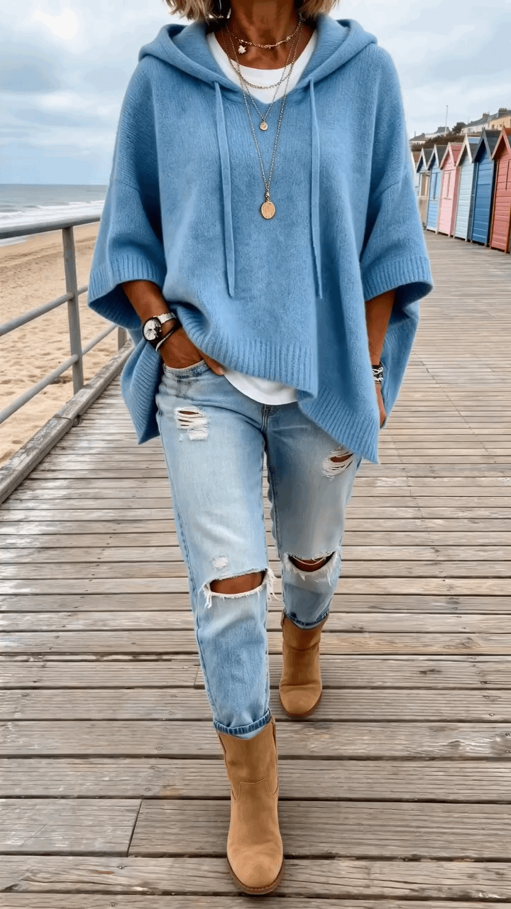 Deborah™ | Comfortable Knitted Poncho With Hood